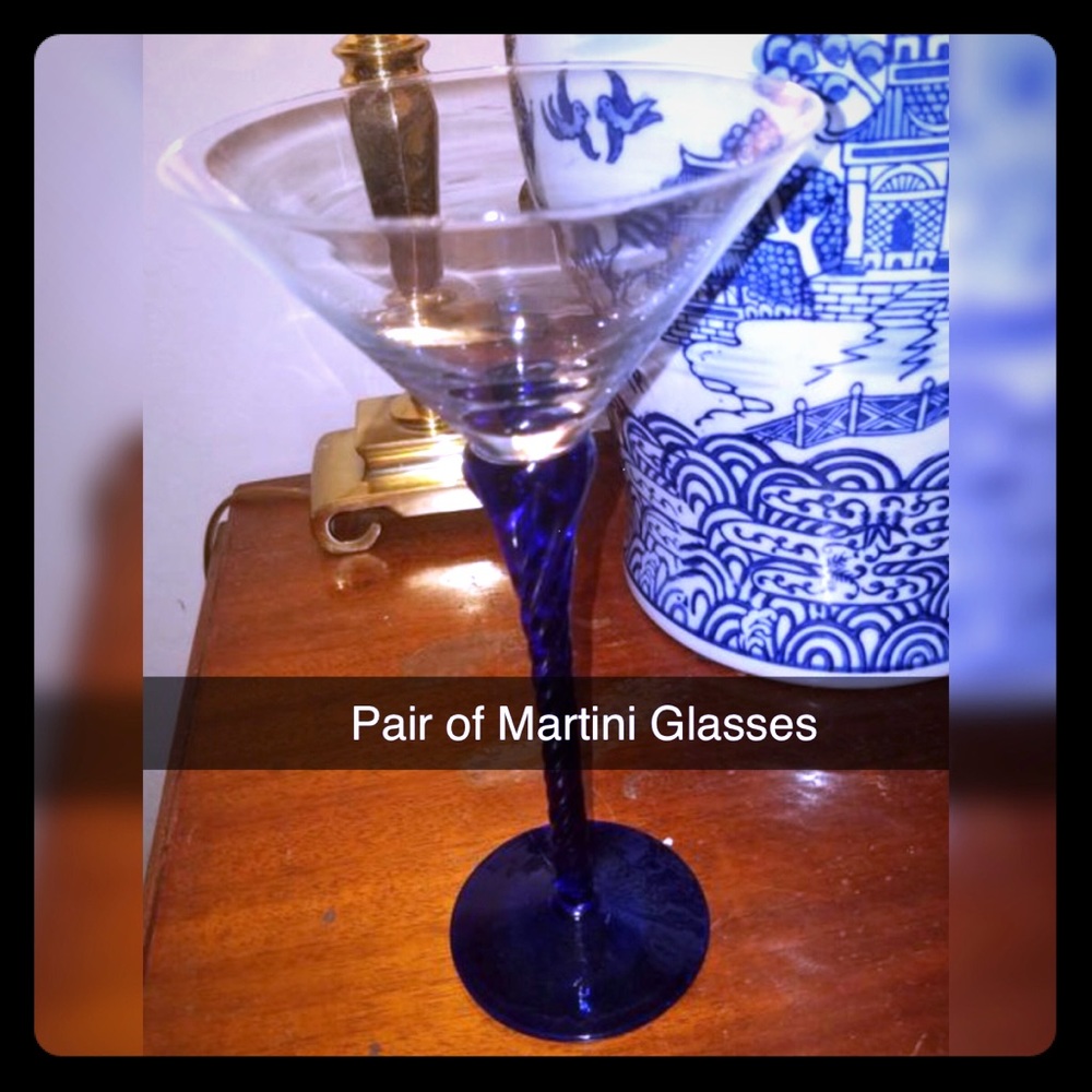 Blue Stemmed Martini Glasses